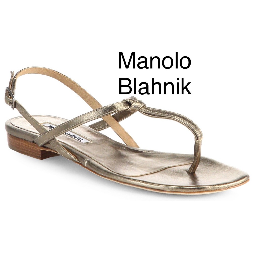 Manolo Blahnik metallic leather slingback 37.5